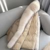 Faux Fox Fur Detachable Large Lapel Fur Down Jacket Women Winter Medium Long Loose White Goose Down Coats