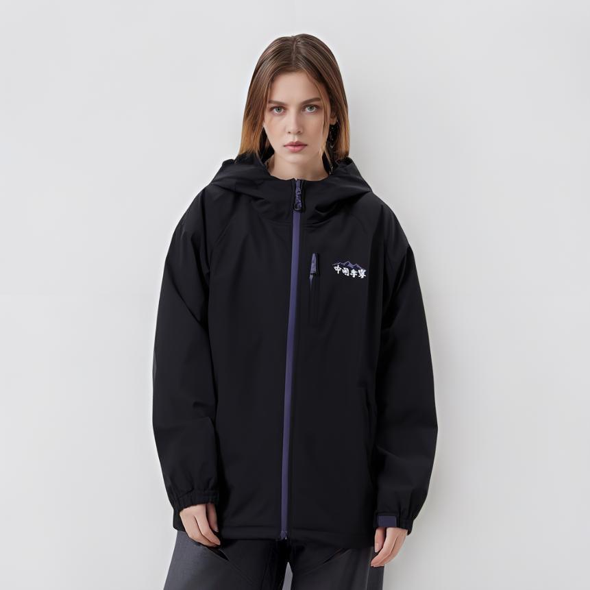 Li Ning Solid Color Zipper Hooded Fleece Warm Loose Jacket Unisex Jacket Black AFDUC19-1