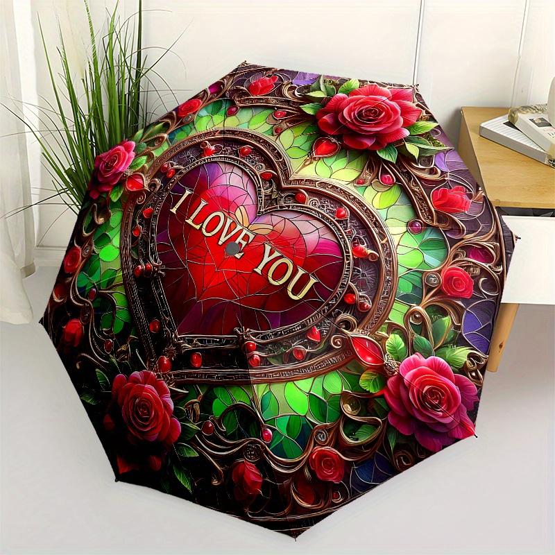 Запятнанное Сердце: Элегантность любви в каждом элементеЗонт, портативный складной 3-слойный компактный зонт для мужчин и женщин, подарок