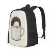 Hedgehog In A Mug Pattern Design Laptop Travel School Bags Hedgehog Hedgie Hoglet Cute Kawaii Heart Adorable Food Tea Coffee