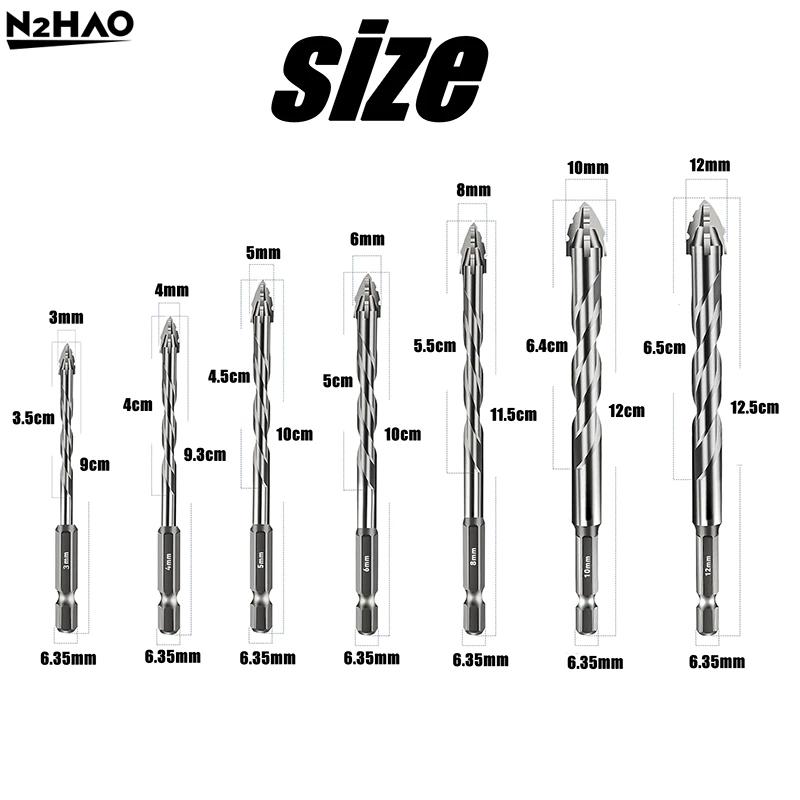 7pc/set Four-Edged Serrated Eccentric Drill Tungsten Steel Serrated Drilling Bit For Ceramic Plastic Tile Ceramic Glass Concrete