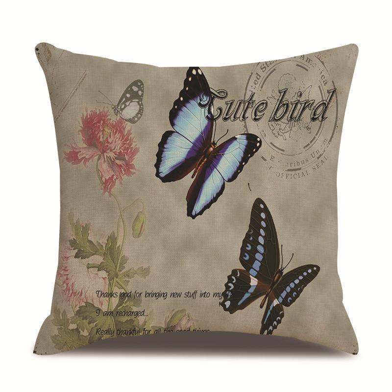 Linen Pillowcase Home Cute Butterfly Sofa Pillowcase Office Nap Pillow