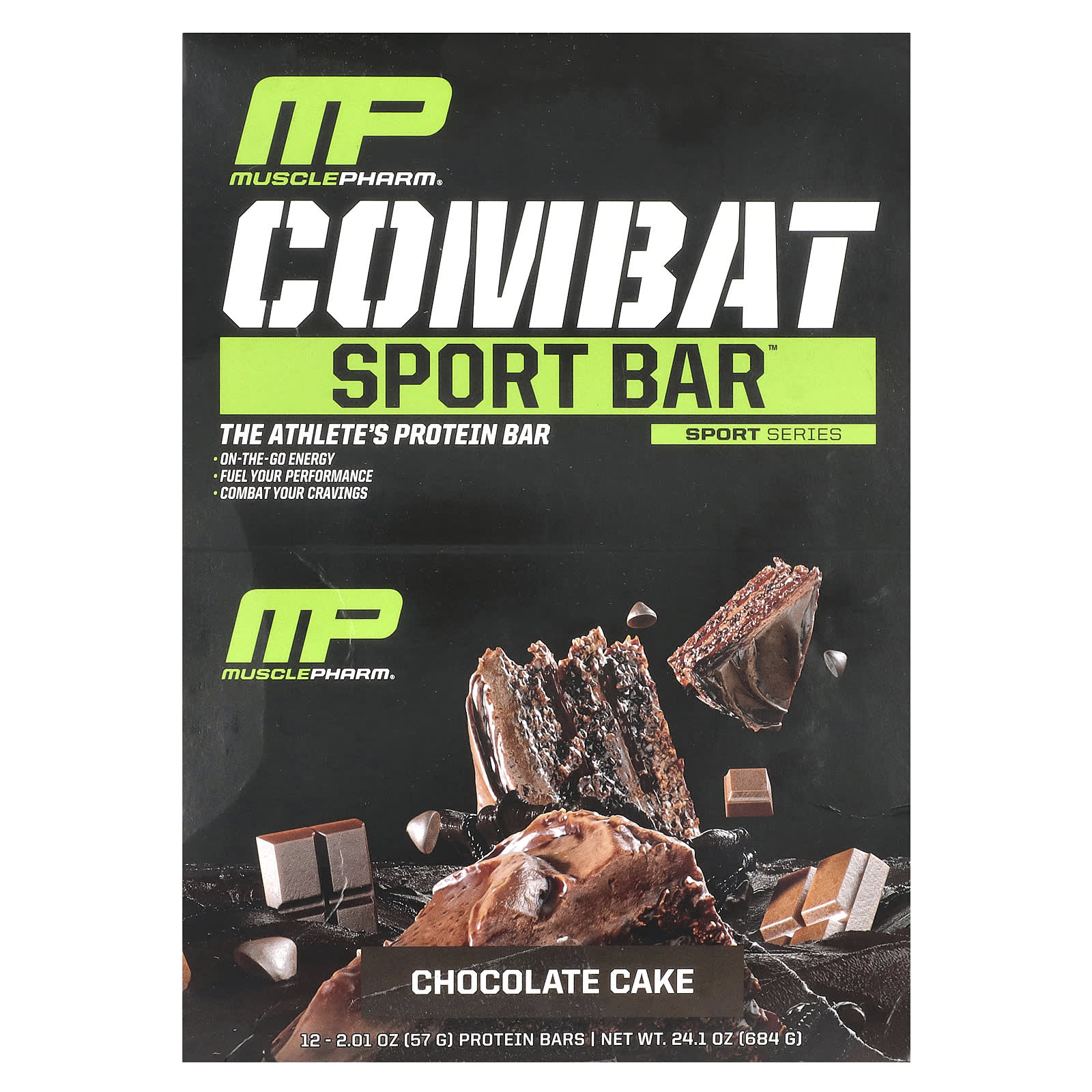 

MusclePharm, Combat Sport Bar, Chocolate Cake, 12 Bars, 2.01 oz (57 g) Each