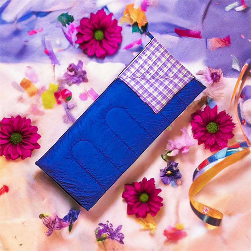 BDK29 BDK-29BL(09) TS Bequemes Material 3-Jahreszeiten-Schlafsack im Umschlagstil, Blau/Lavendel