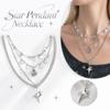 Silver Star Pendant Necklace Alloy Y Shaped Necklace New Choker Necklace  Girls