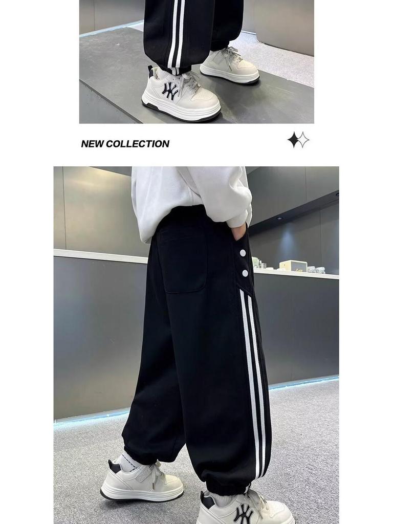 2025 New Style Boys' Korean Autumn Sweatpants - Fashionable Long Sports Pants for Children