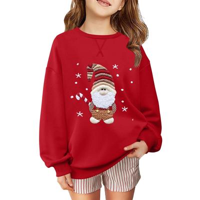 Children's Fashionable Casual Long-sleeved Loose Christmas Print Pullover Sweatshirt