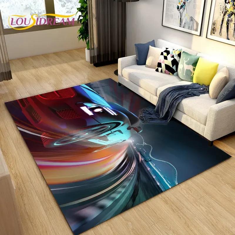 Nový 3D koncept sportovního auta Kobercová rohož, Kobercová rohož do obývacího pokoje Ložnice Pohovka Dekorace Vstupní rohožka, Dětská hrací protiskluzová podlahová rohož