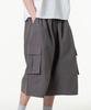 MOZMOZ Linen-Like Cargo Bermuda Wide Pants Charcoal