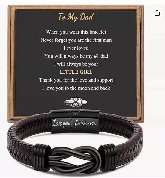 Men's Magnetic Black Twist Stainless Steel and Woven Leather Bracelet