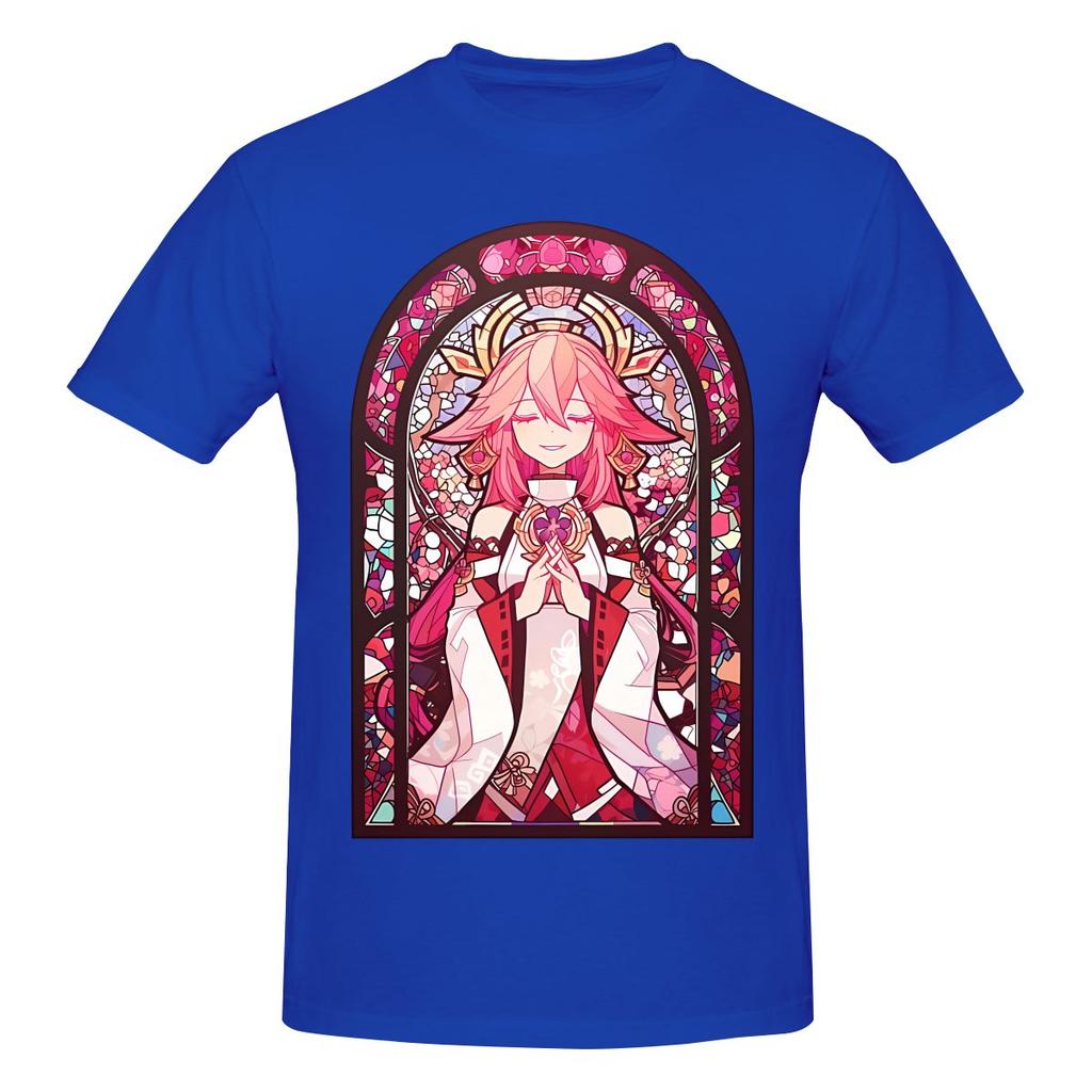 Funny Stained Glass Yae Miko Unisexs Printed Tshirt Unisex T Shirtsport Unisex