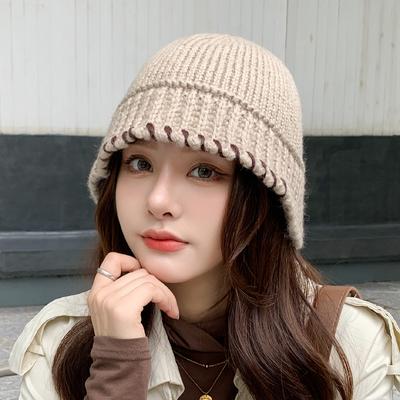 Autumn Wool Bucket Hats for Women Winter Warm Outdoor Dome Bucket Caps Girls Fashion Casual Shopping Caps