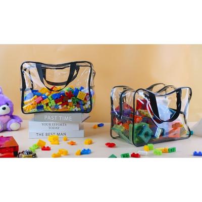 2pcs Transparent PVC Storage Bag Waterproof Travel Organizer Zipper Toiletry Bag for Beach & Puzzle
