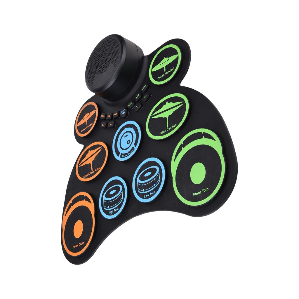 Electronic Drum Set with 2 Speaker Roll Up Drum Pad 9 Pads Supports MIDI Various Audio Connection Headphone Jack 18