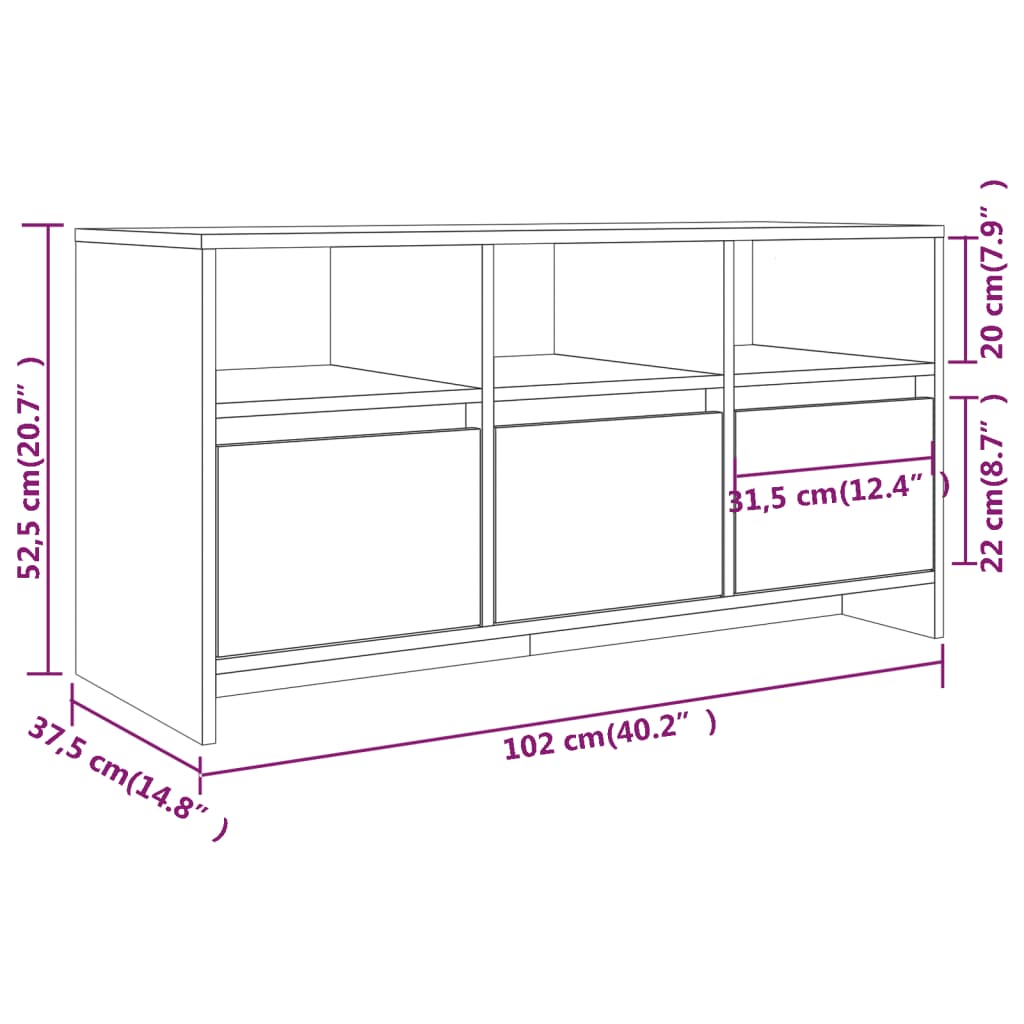 TV Cabinet, White, 102X37.5X52.5 Cm, Wood-Based Material