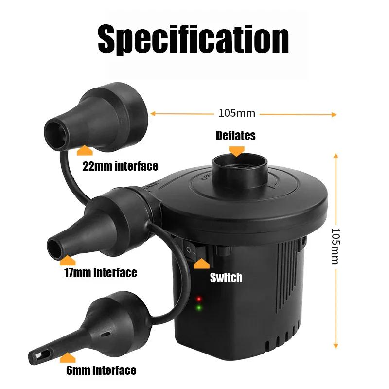 75W Electric Air Pump Inflator Rechargeable Inflator and Deflate Compressor for PVC Mattress Swimming Pool