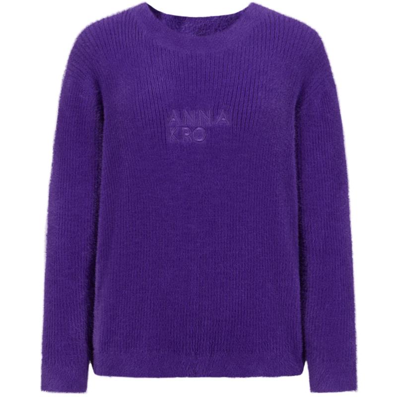 

JUZI Annakou Женский простой двухцветный толстый вязаный свитер с круглым вырезом M