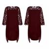Luźna Letnia Nieregularna Sukienka Nowa Duży Rozmiar Wiosenna Damska Koronkowa Szyfonowa Okrągły Dekolt Sukienka Imprezowa Elegancka Moda Dziurkowana Jednolity Kolor Codzienna Odzież