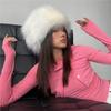 Fluffy Fur Women'S Winter Hat Warm Ear Protection Snow Ski Cap Female Faux Fox Fur Headband Hat Windproof  Hat