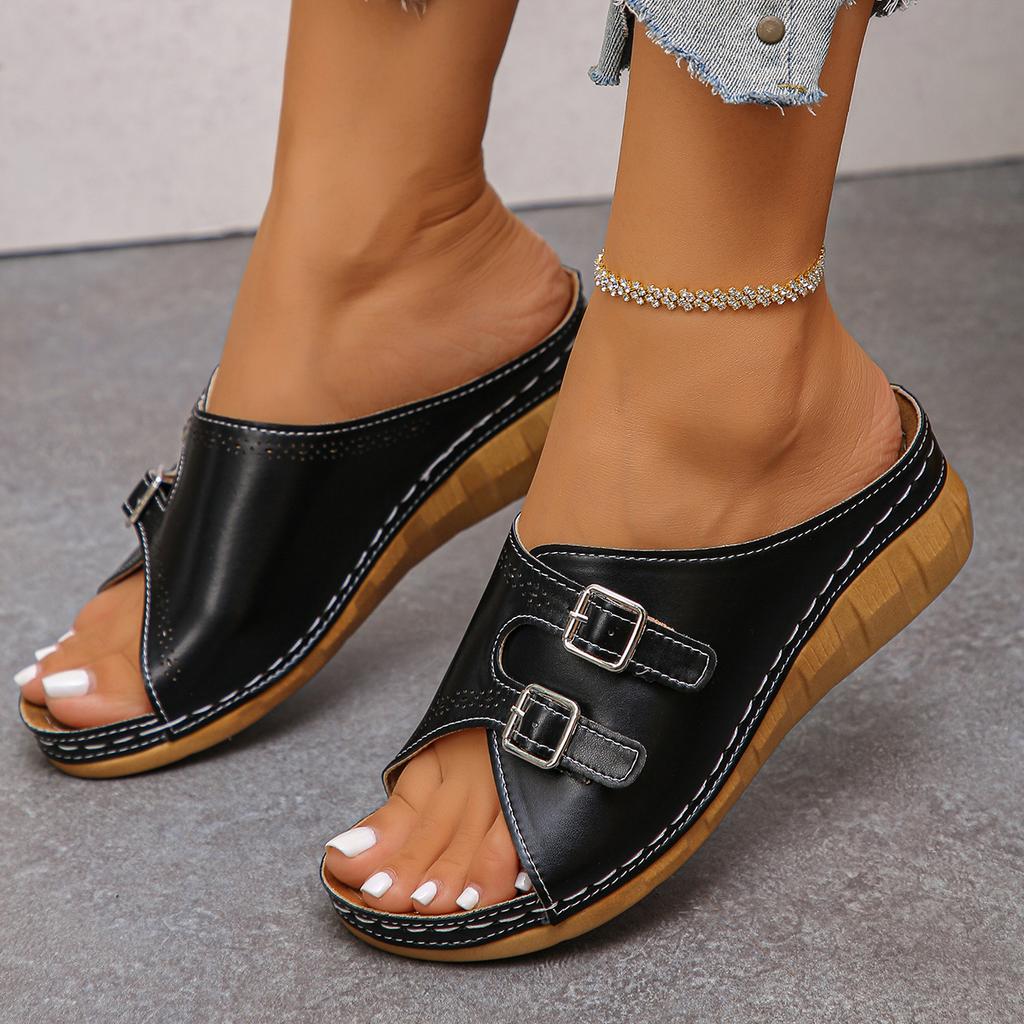 2026 Summer Fashion Women Wedge Slippers Premium Orthopedic Open Toe Shoes for Women Platform Retro Slippers Female