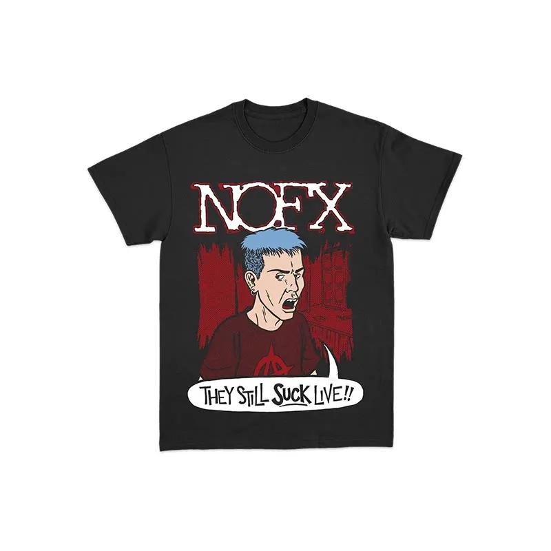 NOFX Punk Band Album Rock Shark Casual T-shirt Men's and Women's Luxury Band Brand