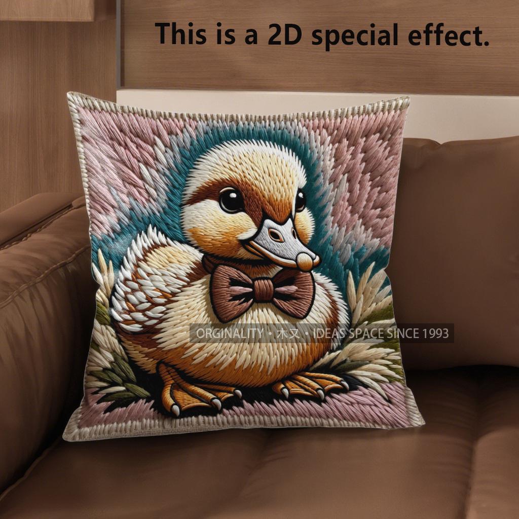 2D Süßes Enten Fliege Muster Kissenbezüge Muster Kissenbezug Geeignet für Sofa Schlafzimmer Auto Kissenbezug