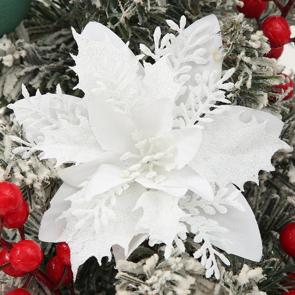 Mehrfarbige Glitzer-Weihnachtsstern-Kunstblumen für Baumdekoration und Festtags-Kränze