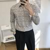 Men's Printed Long Sleeve Shirt Slim Fit Casual Fashion Blouse