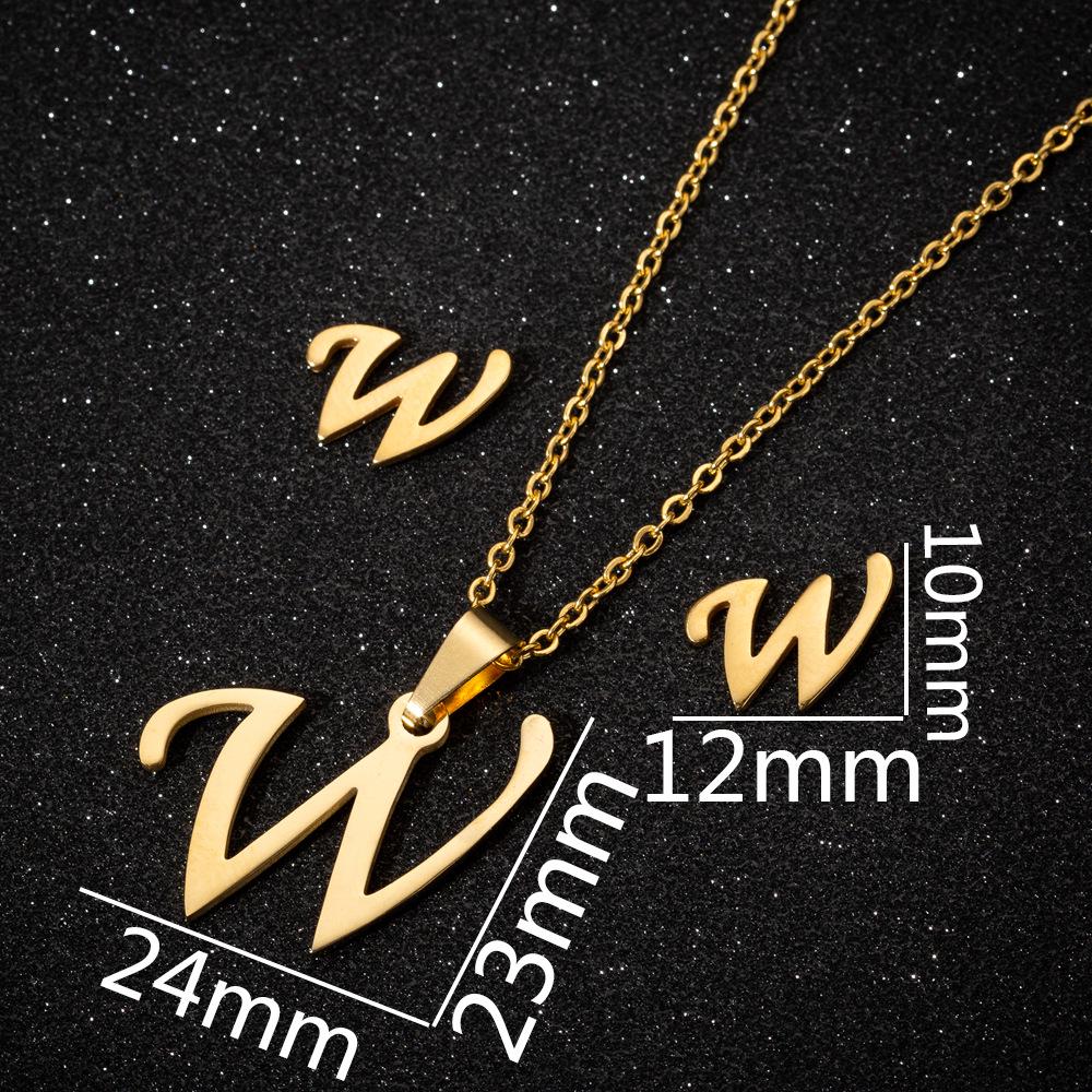 English Letter Necklace & Earring Set: Fashionable Jewelry for Women
