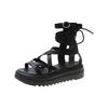 Sexy High Top  Strap Sandals Women Summer Fashion Hollow Zip Design Open Toe Roman Gladiator Thick-soled Platform Sandals