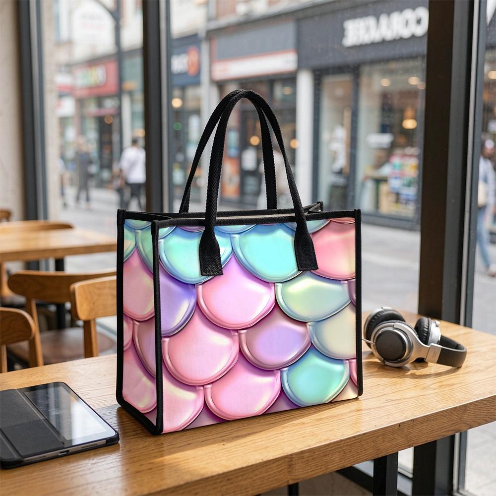 Holographic Mermaid Scale Tote Bag Fashion Daily Shopping Carry Bag for Women Casual Portable Outdoor Shoulder Pouch