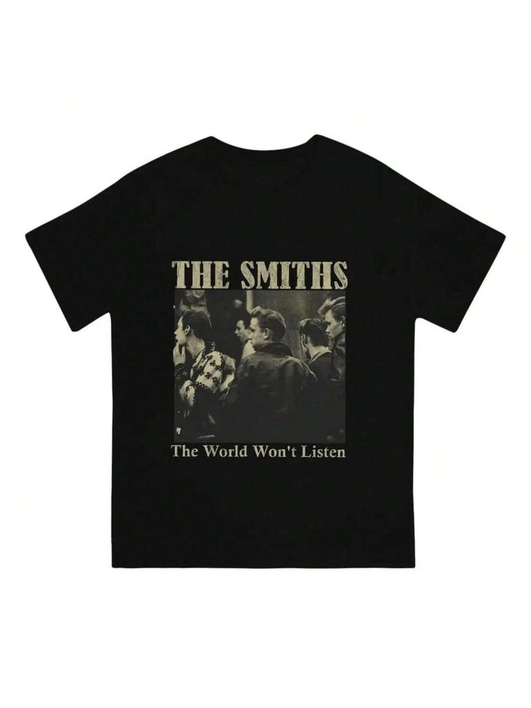 Vintage Pencil Drawing Style T-Shirt For Women Music Casual Pure Cotton Tee Shirt O Sleeve T Shirt Printing 70918