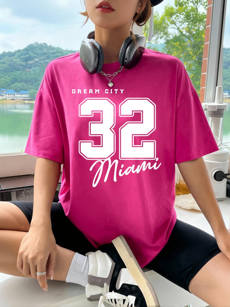 Dream City Number 32 Design Woman T-Shirts Polyester Multicolor T Shirt Hip Hop Summer Short Sleeve Y2K Breathable Clothing