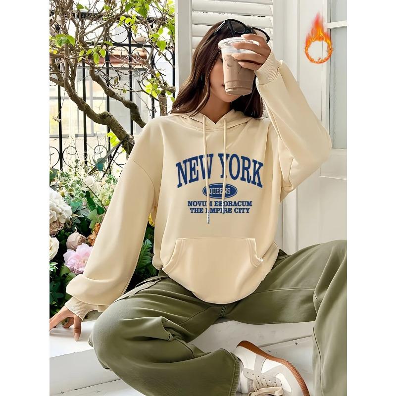 Womens Print Hoodie - Fashionable Solid Color with Adjustable Drawstring Hood Roomy Kangaroo Pocket Sweatshirt Hoodies Sweatshirts Women’s