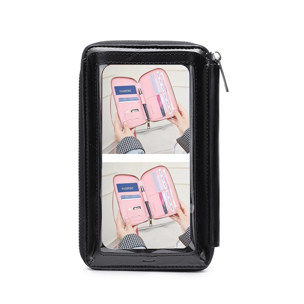 New Touch Screen Mobile Phone Bag Multi-function Passport Wallet Certificate Storage Bag Women's Versatile Messenger Bag