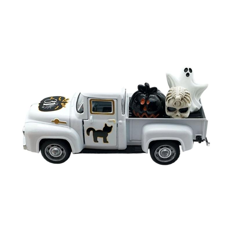 Antique Miniature Haunted Ghostly Truck Ornament Metal Shelf Decors Farmhouses Kitchen Accent For Halloween Enthusiasts