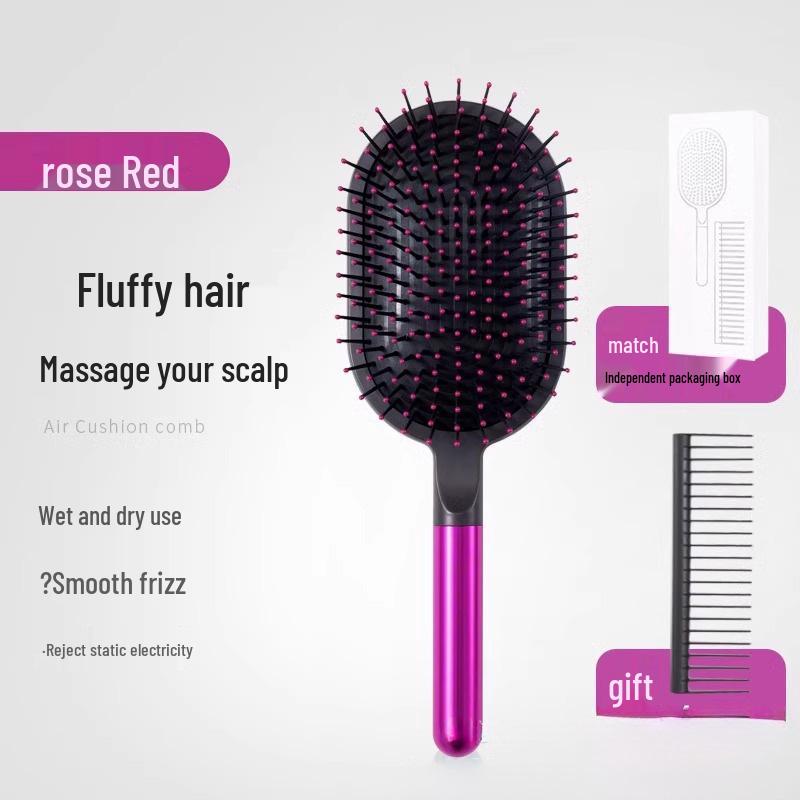 Douyin Anti-static Fluffy Hair Cushion Comb Set for Girls - Massage & Air Cushion Two-piece Hairdressing Comb Set розы красного
