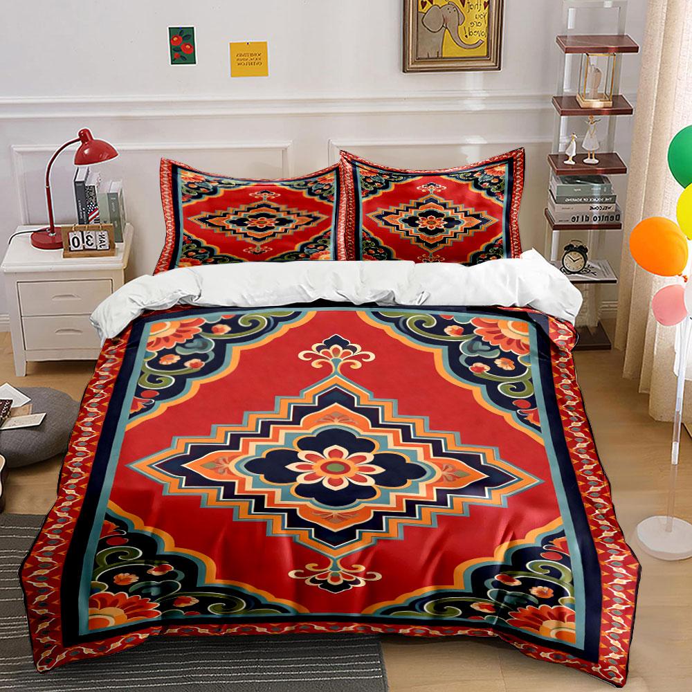 

Geometric shapes with florals. Bedding sets Duvet cover sets Duvet covers Pillowcases(1 * Duvet Cover 2 * Pillowcases without duvet insert) 135x200cm