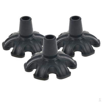 3 PCS Durable Cane Crutches Rubber Replacement Tip 3/4, Black