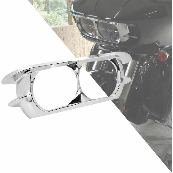 HDBUBALUS Motorcycle Headlight Bezel Trim Ring Cover Dual Headlamp Bezel Fit for Harley Road Glide 2015-Later Chrome