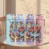 1PC Abstract Street Graffiti Art 750ml Color Plastic Sports Water Bottle Leakproof Flip Straw Lid Suitable for Sports Office Home Use
