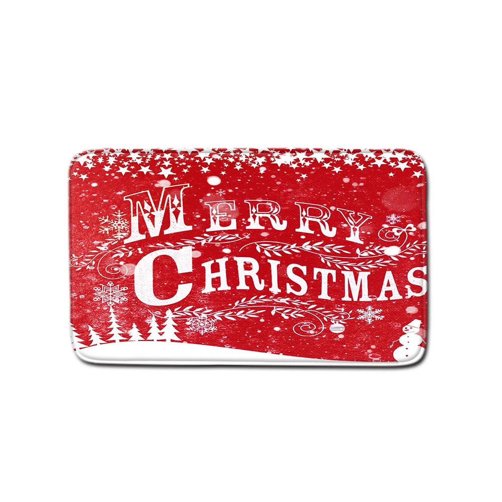 Christmas Shower Curtain Floor Mat Combination Four-Piece Set Bathroom Toilet Carpet Shower Room Mat Foot Mat