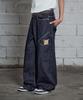 Lujeoseukeulleob Weite Bootcut Jeans Indigoblau
