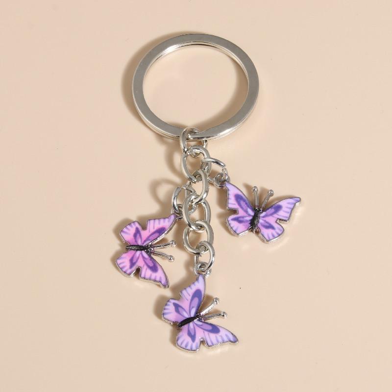 Cute Colorful Butterfly  Enamel Flying Animals Key Chains For Women Girls Accessorie Handmade Jewelry Bag Charm