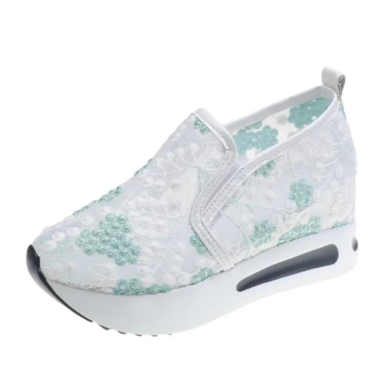Schnür-Flats Plateau Damen Sportschuhe Mesh Atmungsaktive Sneaker 2025 Sommer Neu Lässige Sandalen Laufen Strand Rocken Tanzschuhe