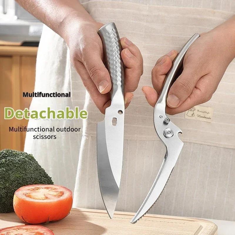 Stainless Steel Kitchen Scissors Cut Two-purpose Powerful Kitchen Shears Multifunctional Barbecue Cuts Removable Kitchen Tool