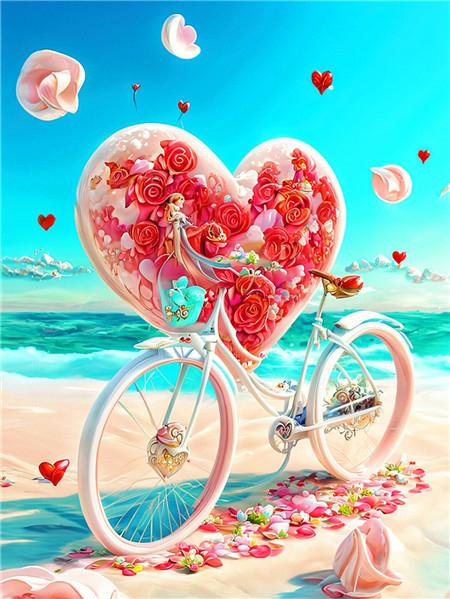 DIY Diamond Mosaic Bicycle Cross Stitch Diamond Painting Flower Love Embroidery Seaside Scenery New Arrival Handicraft