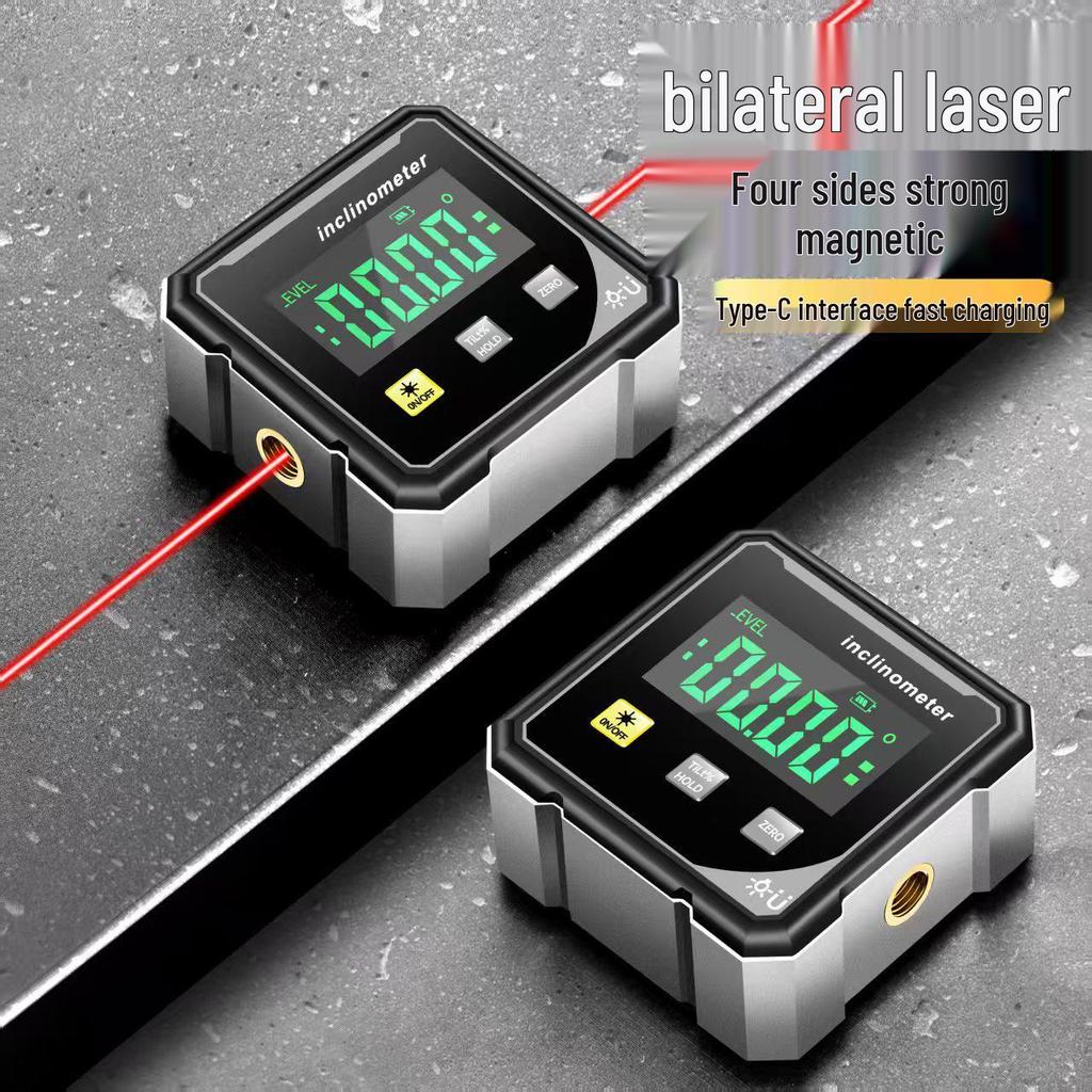 Smart Large-Screen Digital Inclinometer with Dual-Sided Laser Angle Measurement