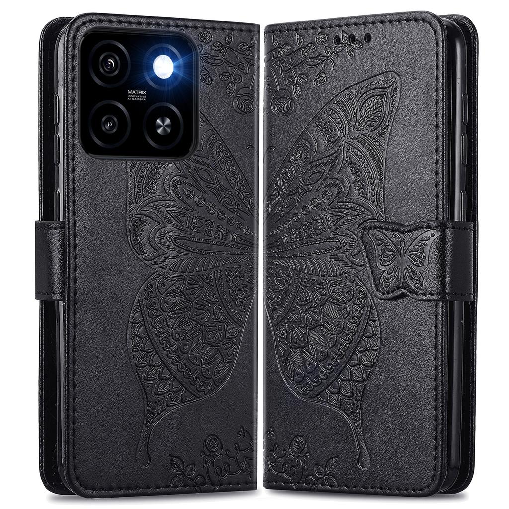 For ZTE Blade A55 Case PU Leather Wallet Phone Cover Butterfly Pattern