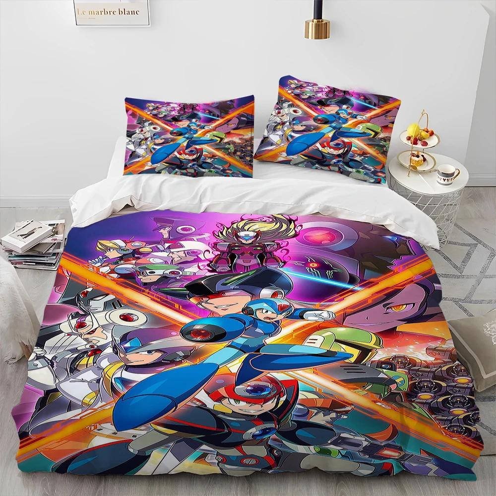 Rockman Megaman Game Bedding Set Game Fans Gift Bedroom Decor For Kids Adults Duvet Cover Set King Queen Size Bedding Set